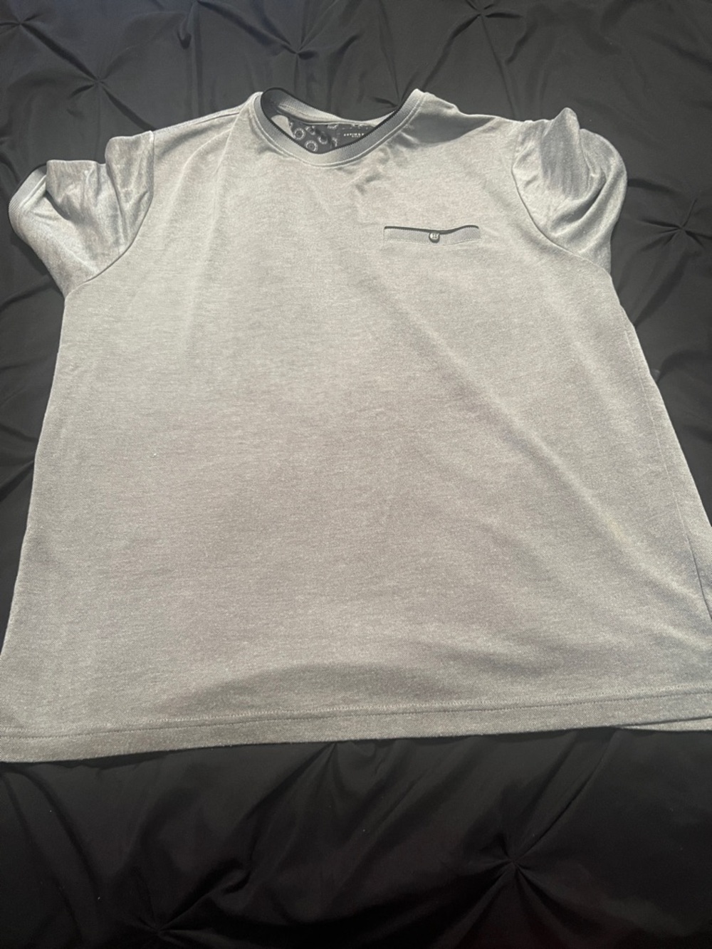 Denim & Flower Men's Light Gray Short Sleeve Crew with Chest Pocket